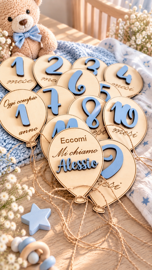 Baby Milestones - Segna mesi in Legno
