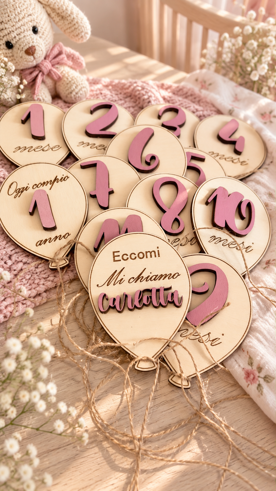 Baby Milestones - Segna mesi in Legno