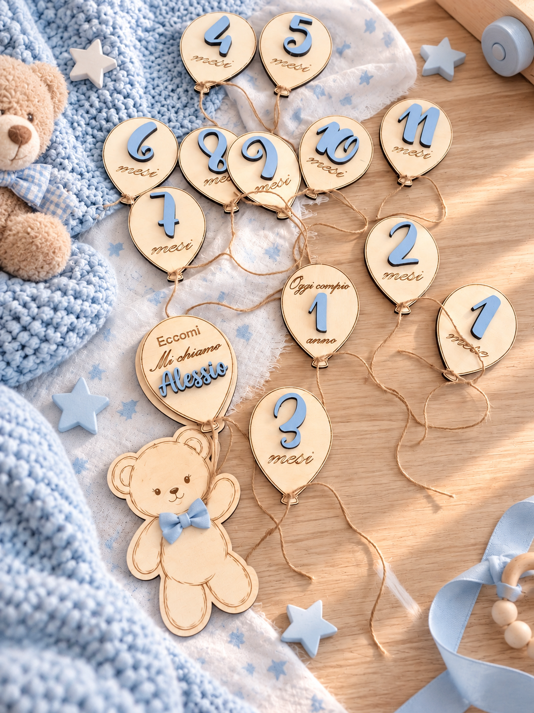 Baby Milestones - Segna mesi in Legno