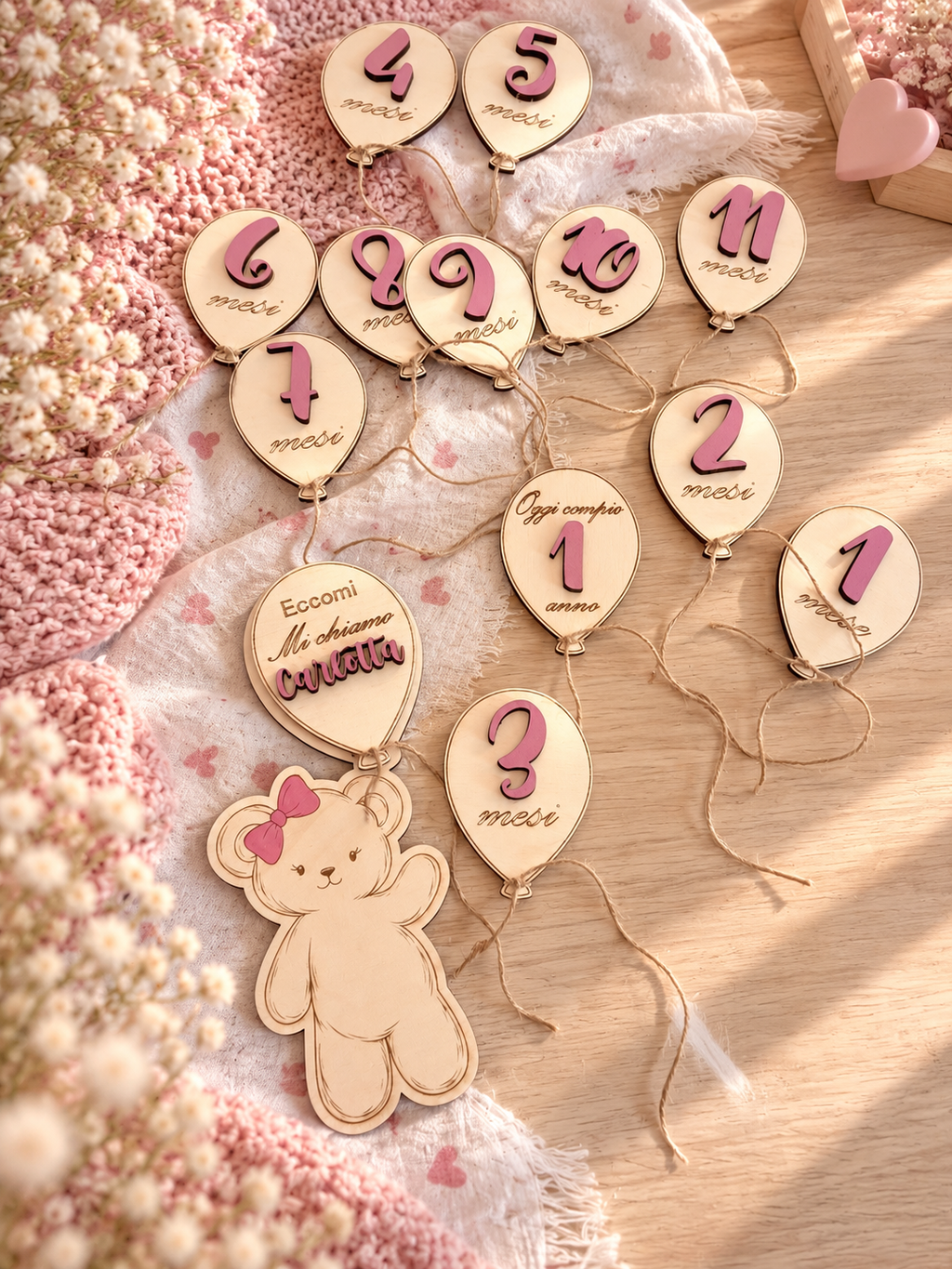 Baby Milestones - Segna mesi in Legno