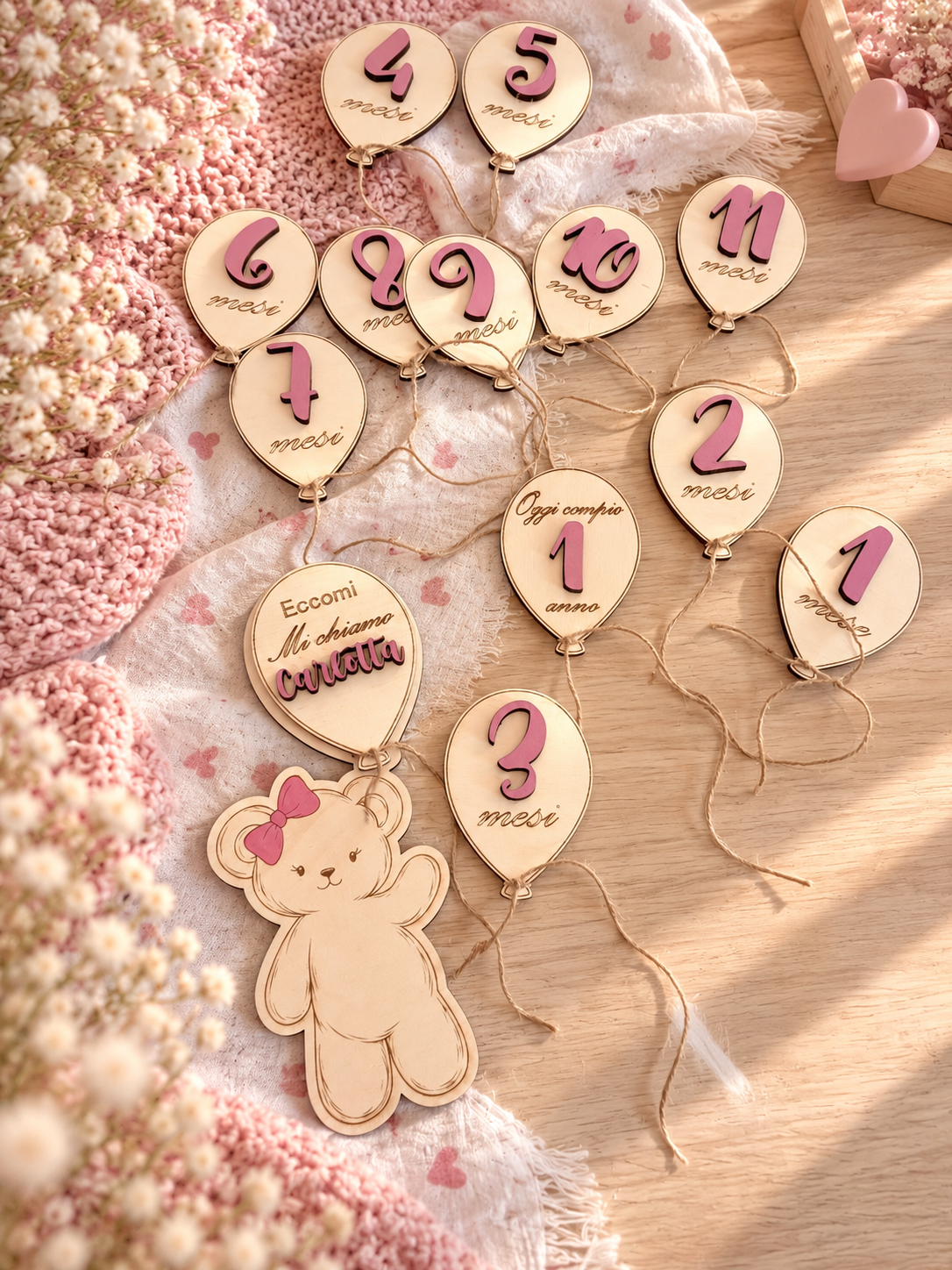 Baby Milestones - Segna mesi in Legno