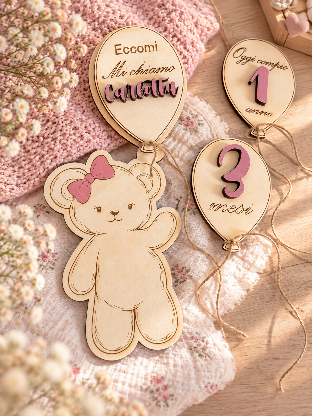 Baby Milestones - Segna mesi in Legno