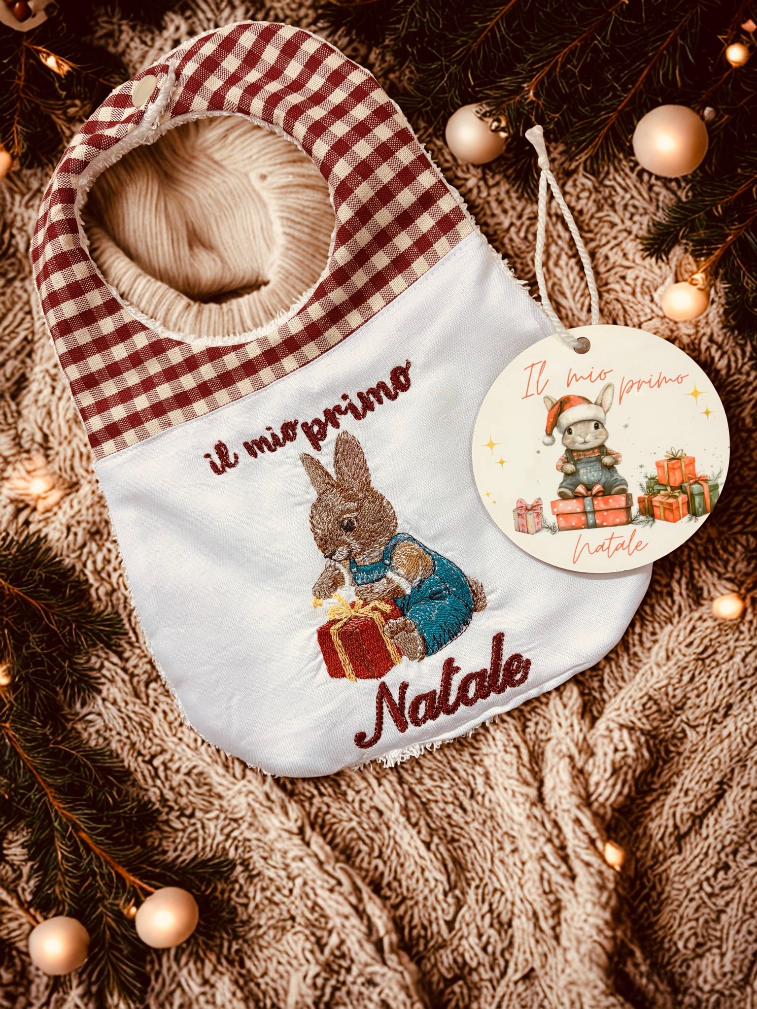 Set Natale Bavaglino + Medaglione